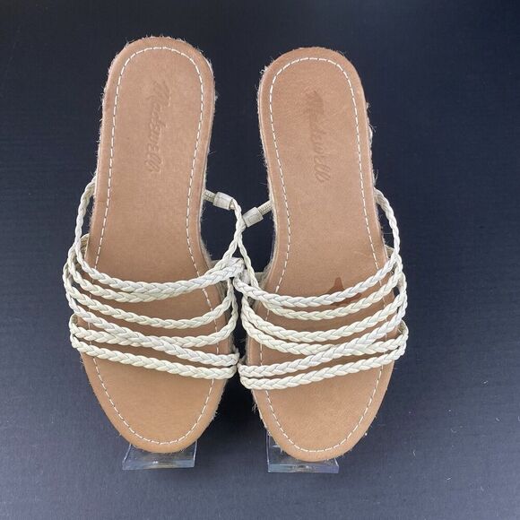 Madewell Women’s Kathryn Braided Leather Espadrille Slide Sandals Ivory Size 9 - Picture 9 of 16